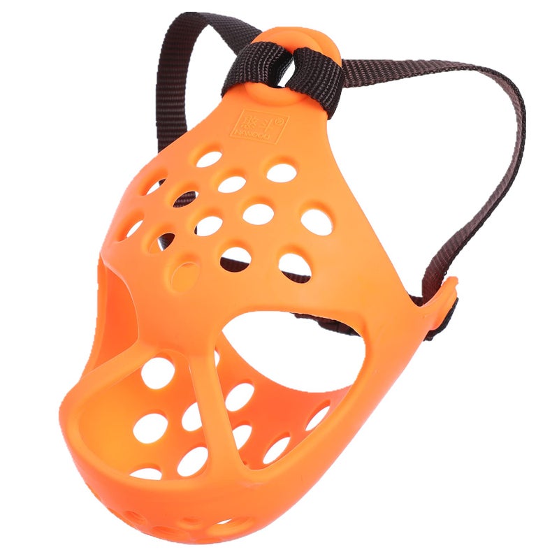 JYHY Short Snout Dog Muzzles,Soft Silicone Adjustable Breathable Bulldog Muzzle for Biting Chewing Barking Training,Ideal for Flat-Faced Dogs (L, Orange) - Image 2